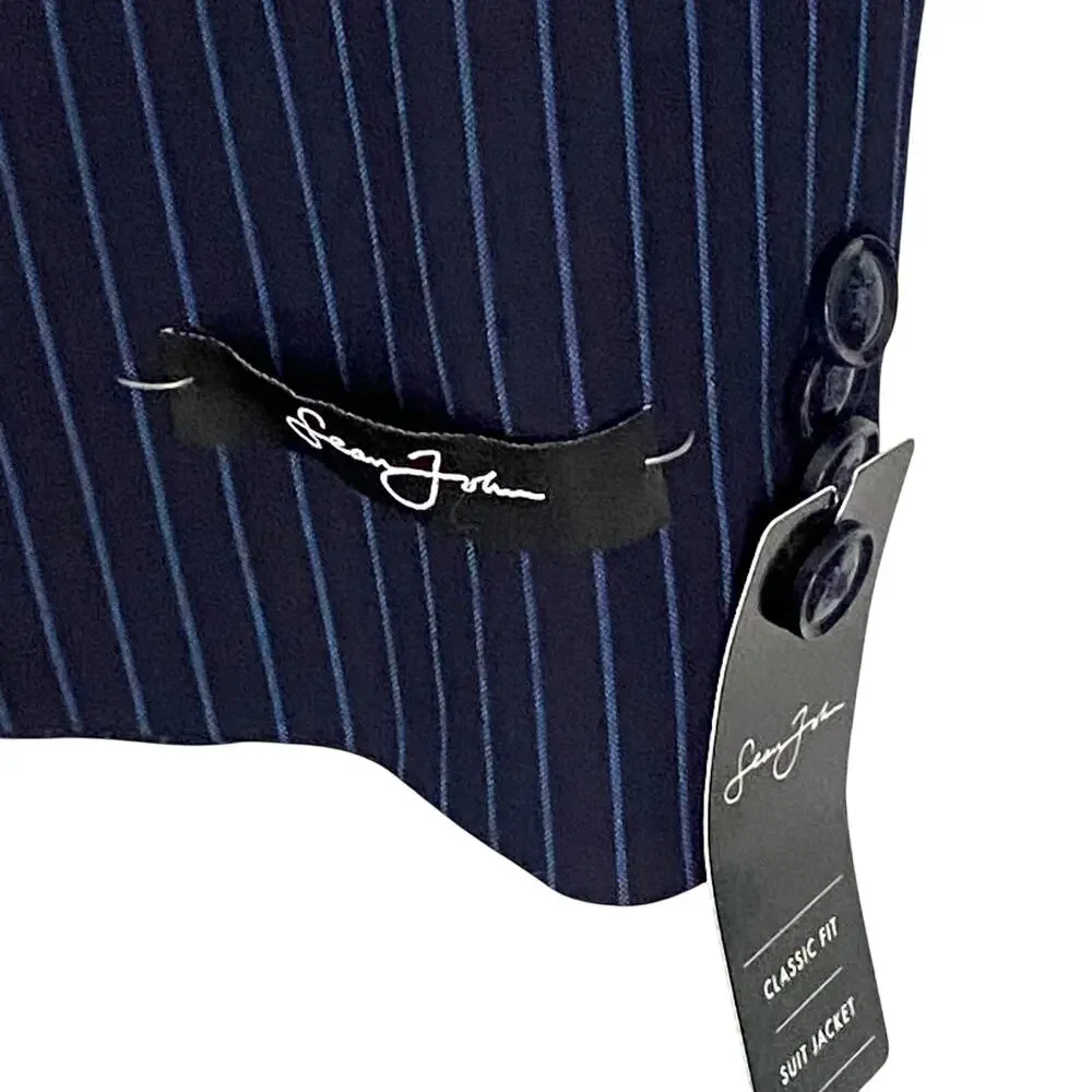 Sean John Suit Jacket Men's 36S Classic Fit Navy Blue Pinstripe NEW